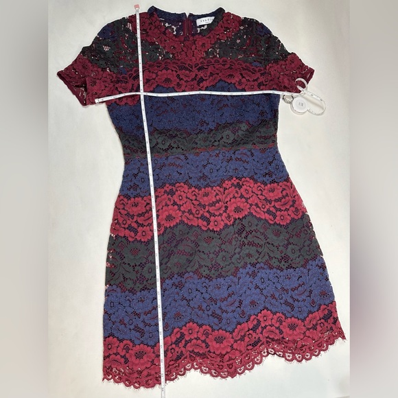 Sandro Paris “Rodney”  Colorblock (Red Blue Green) Lace Mini Dress Size 3 - Picture 6 of 10